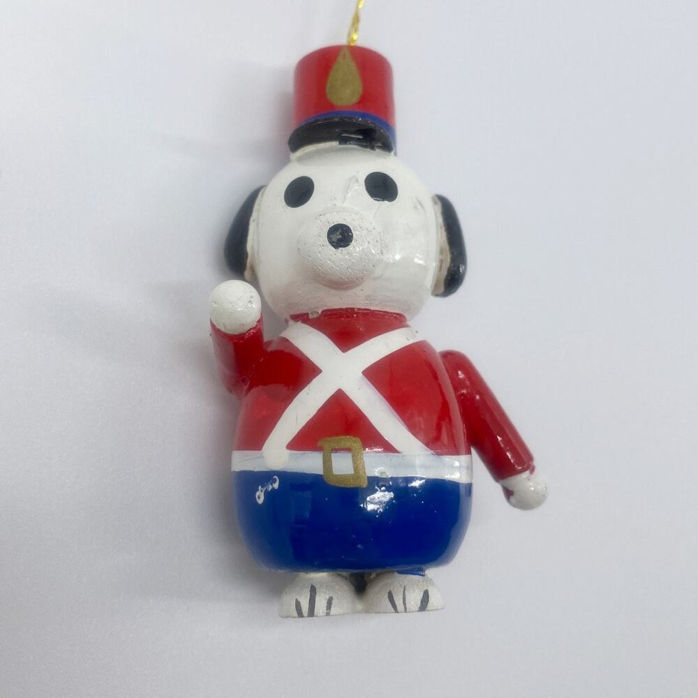 Dog Toy Soldier Wooden Christmas Ornament 3" Red Blue